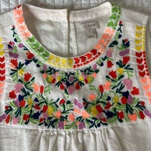 J. Crew - sleeveless shirt- white with colorful stitching detail. Size 0